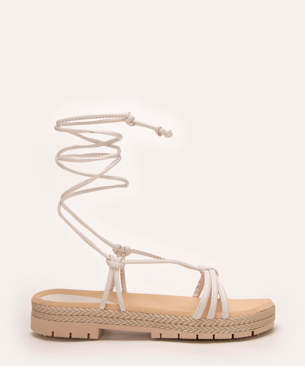 sandália rasteirinha lace up oneself off white