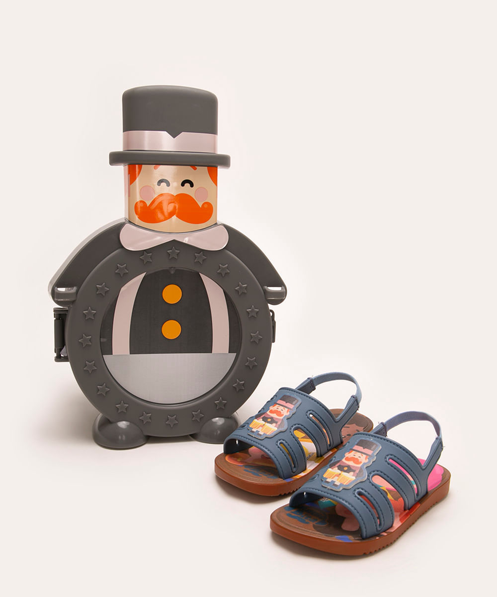 sandália infantil mundo bita + brinquedo azul