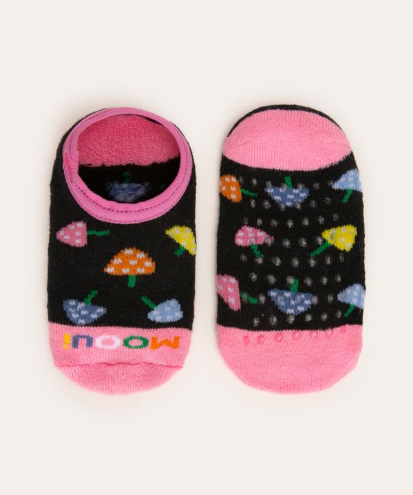 meia infantil sapatilha cogumelos mooui multicor 19-21