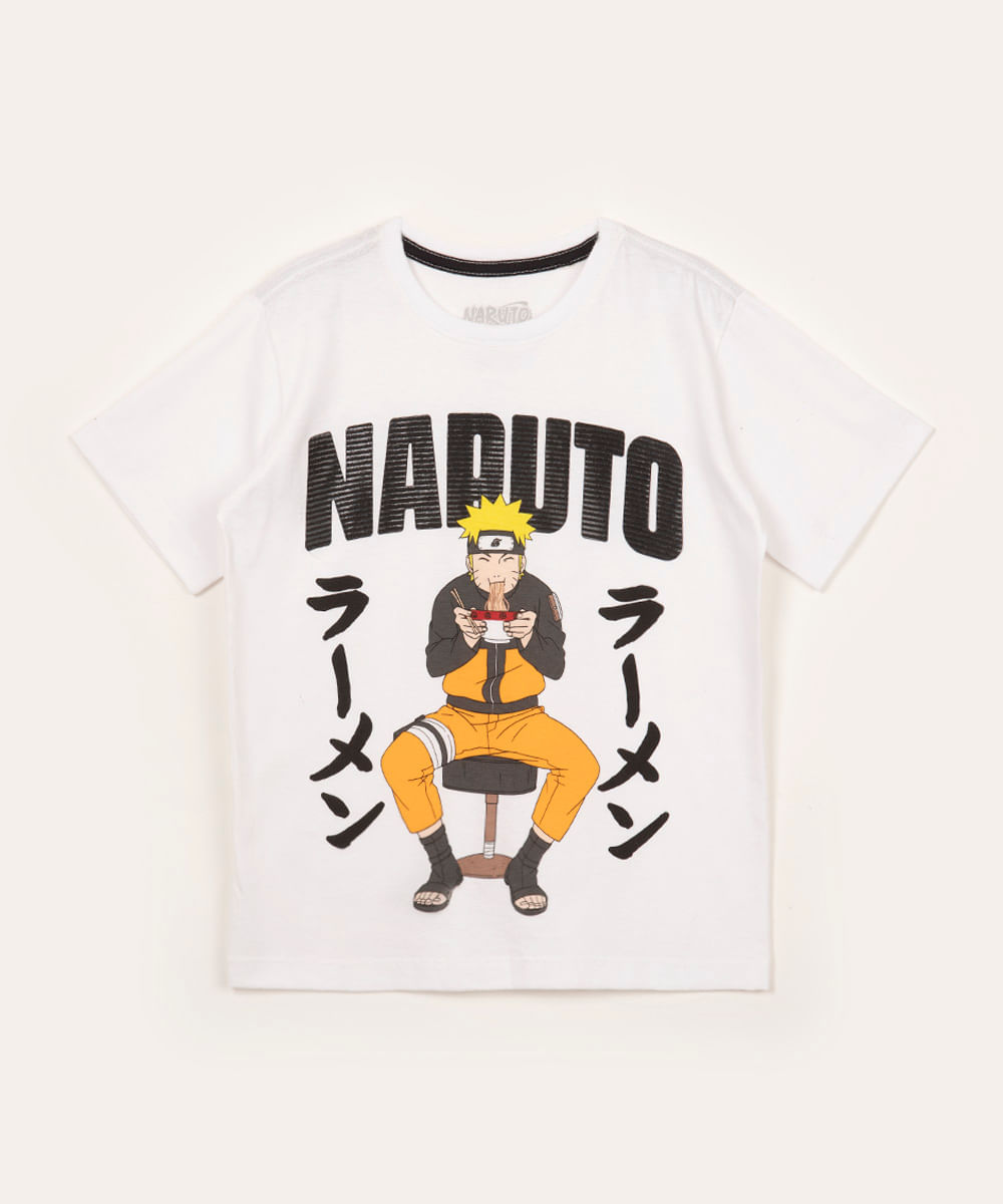 camiseta infantil manga curta naruto off white