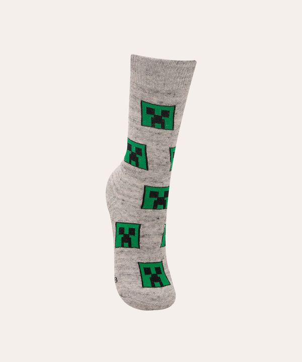 meia cano alto infantil minecraft multicor 34-37
