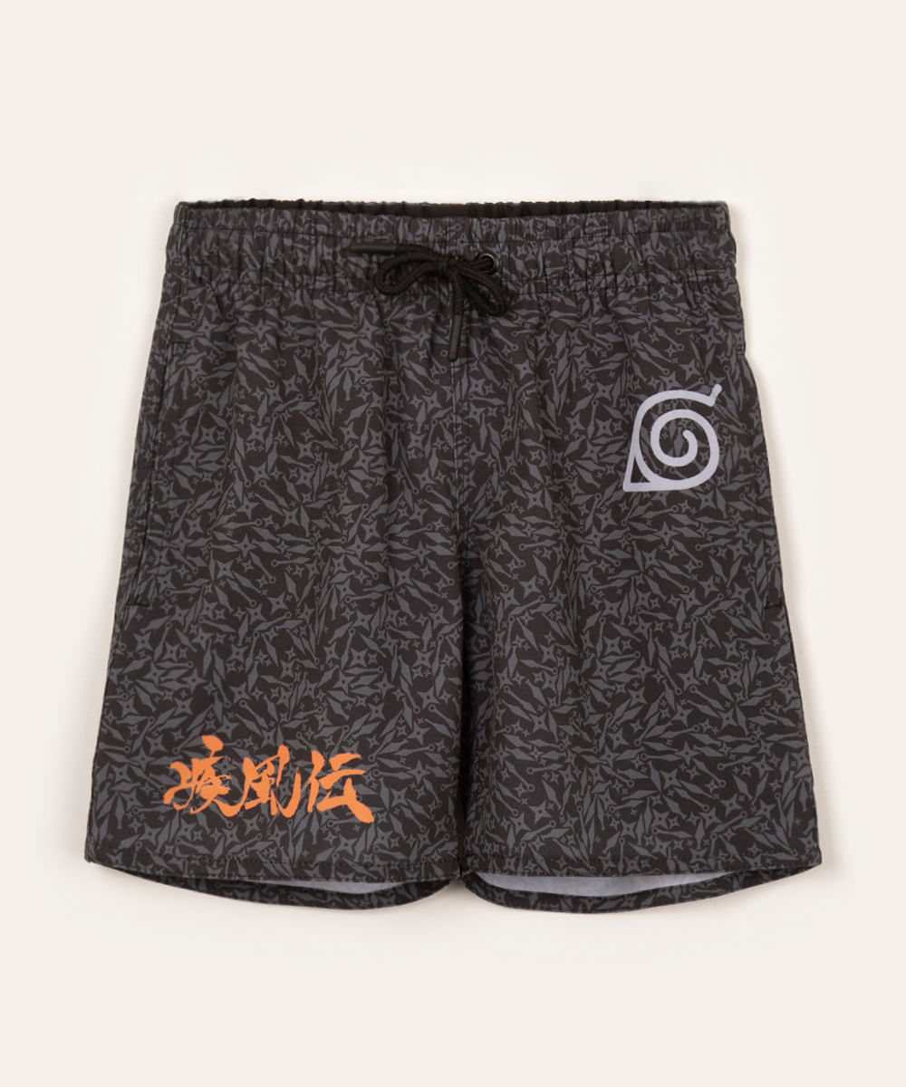 bermuda surf infantil naruto preto