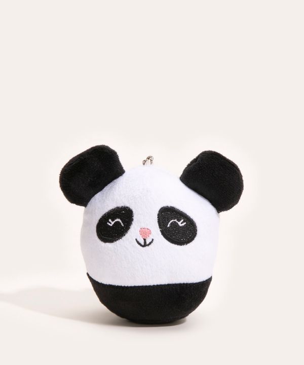 chaveiro de pelúcia panda branco Único