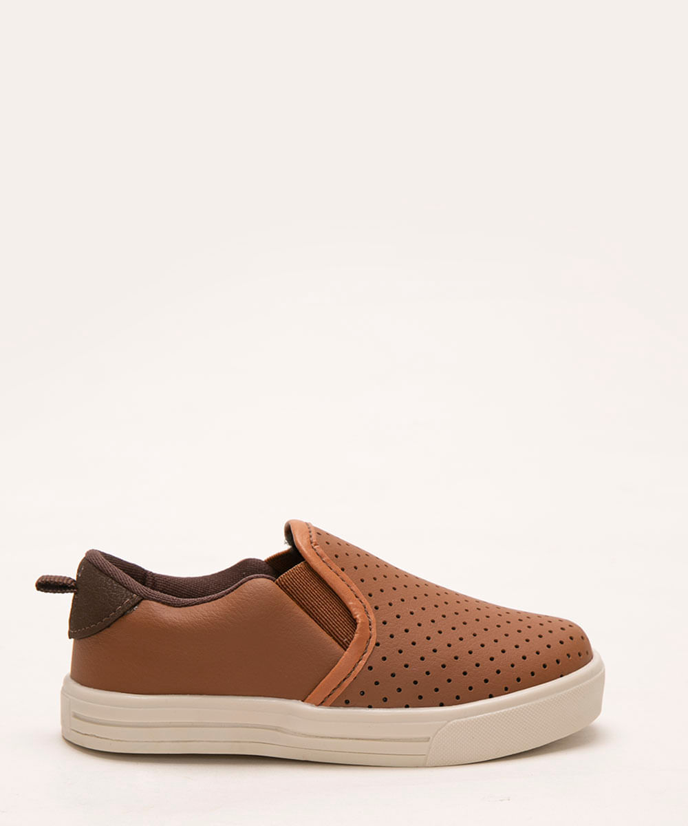 tênis infantil slip on caramelo