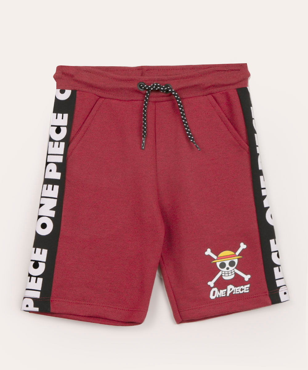 bermuda infantil de moletom one piece vermelha