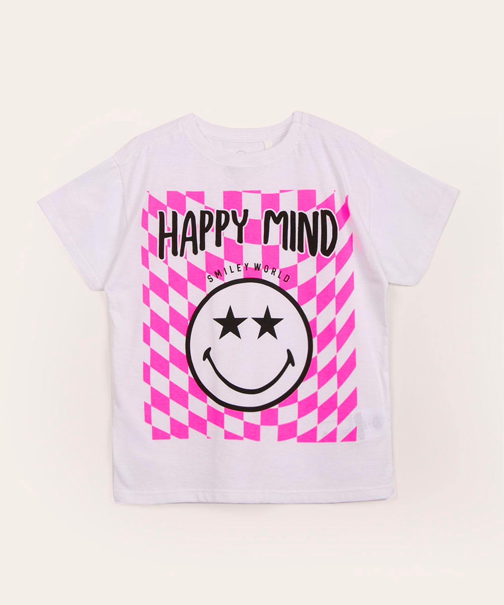 blusa infantil manga curta SmileyWorld off white