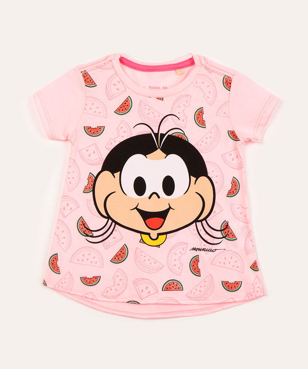 blusa infantil manga curta magali rosa