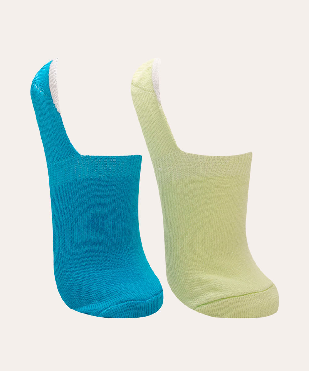 kit de 2 pares de meias invisíveis multicor