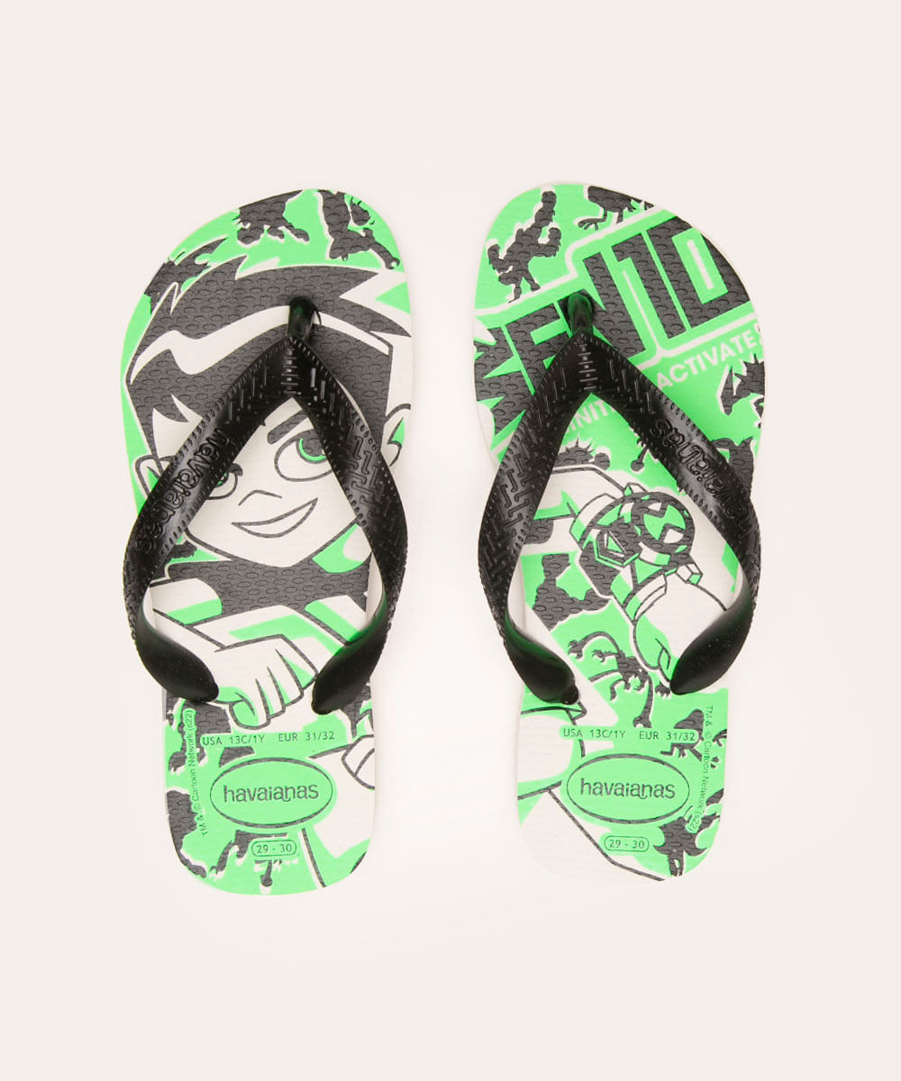 chinelo infantil ben 10 havaianas branco