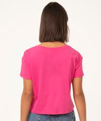 Blusa-Feminina-Basica-Cropped-com-Bolso-Manga-Curta-Decote-Redondo-Rosa-Escuro-9883461-Rosa_Escuro_2