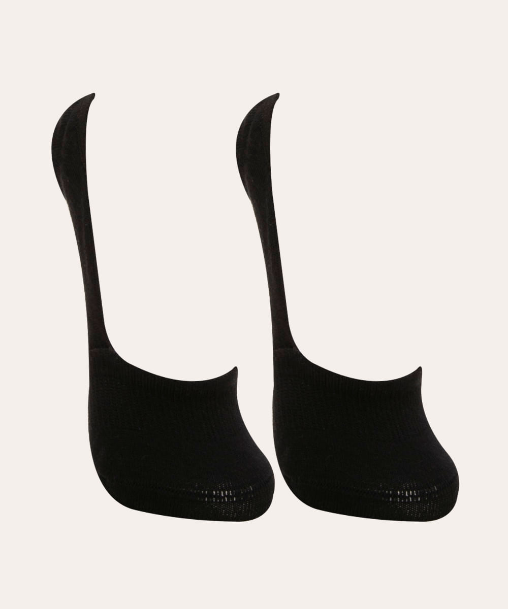 kit de 2 meias sapatilha invisível preto