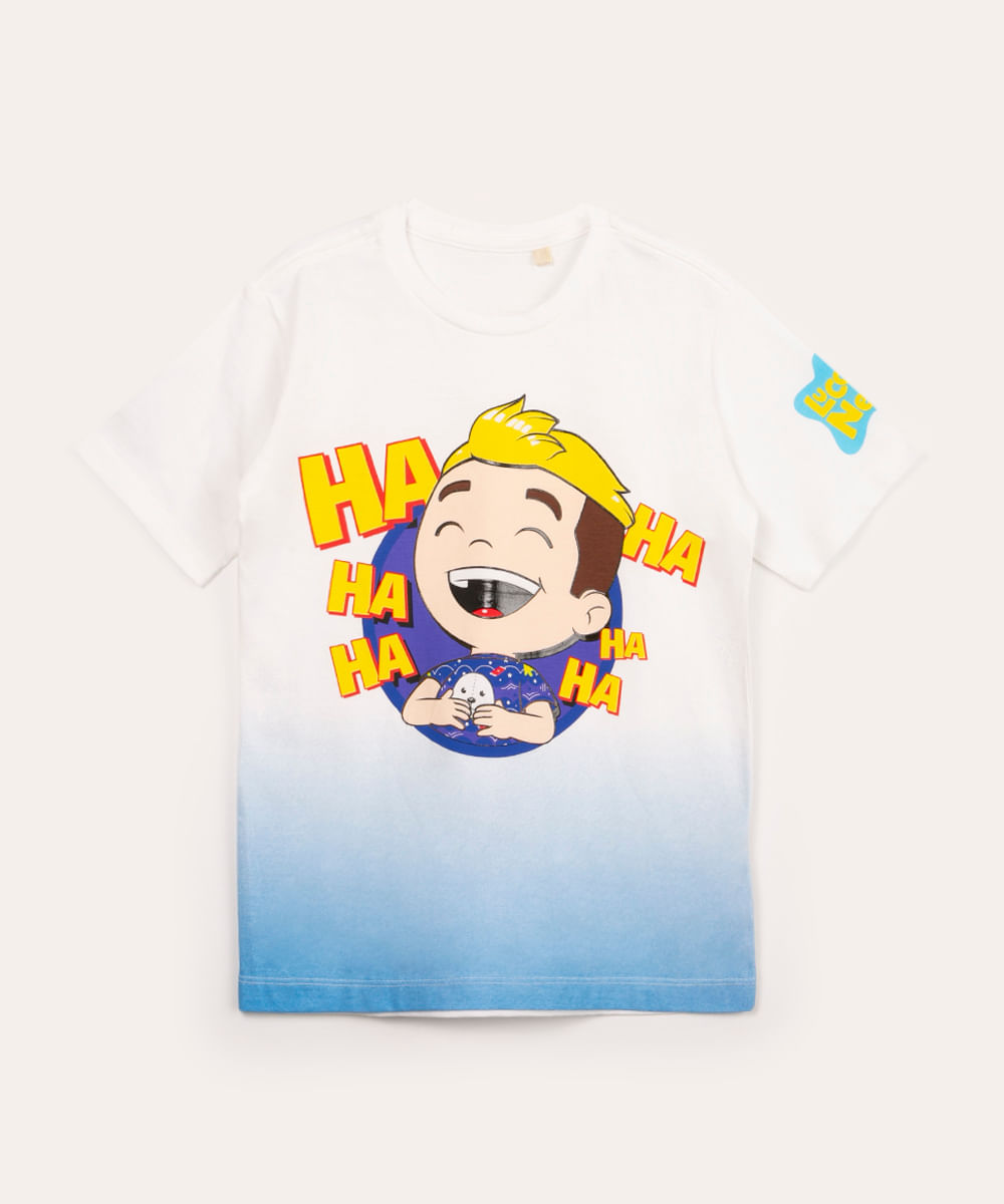 camiseta infantil manga curta luccas neto off white
