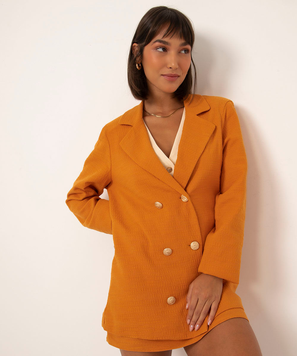 blazer alfaiataria alongado laranja