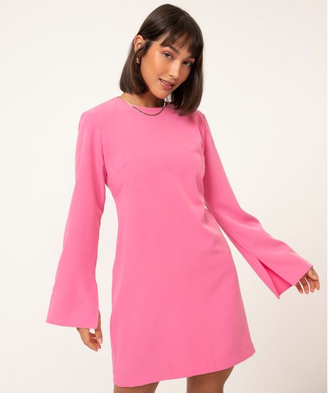vestido-curto-manga-sino-com-ombreira-rosa-medio-1036768-Rosa_Medio_1