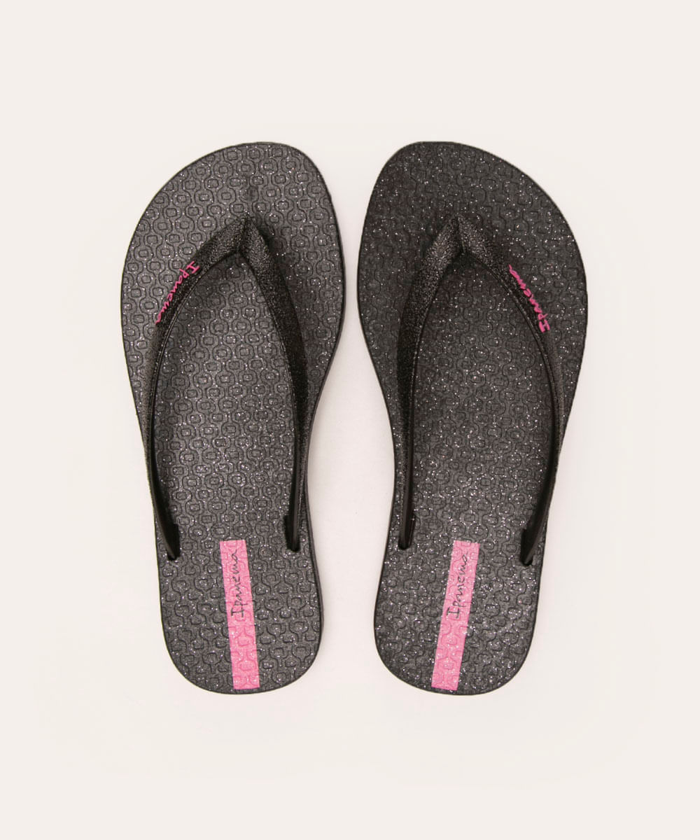 chinelo infantil fiesta glitter ipanema preto