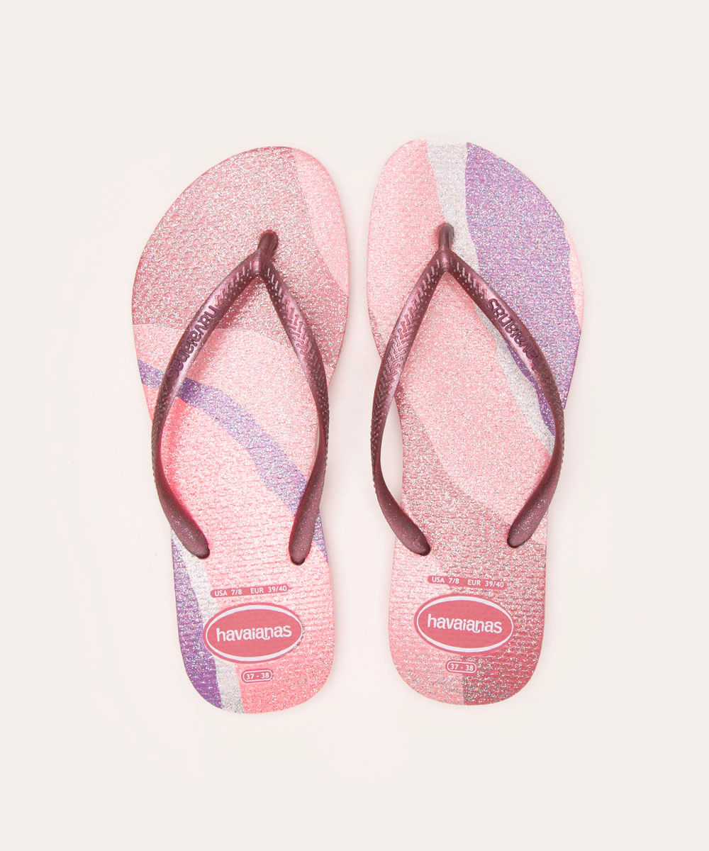 chinelo slim palette glow havaianas rosa