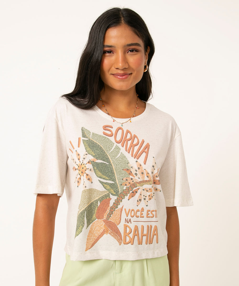 camiseta ampla manga curta bahia off white