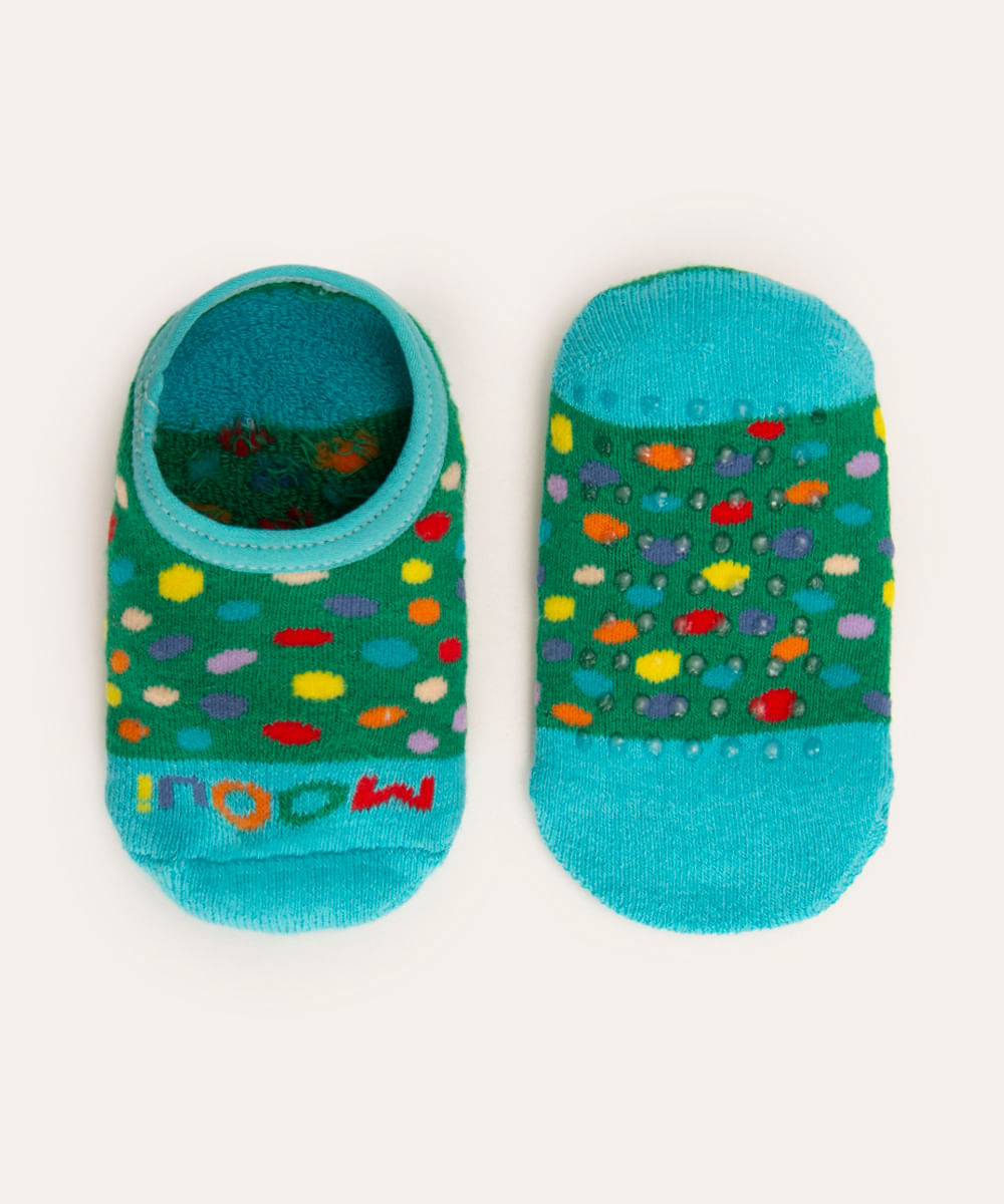meia infantil sapatilha pedrinhas mooui multicor