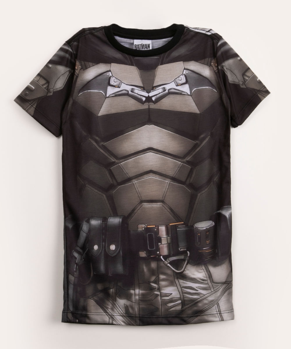 camiseta infantil fantasia manga curta batman preto