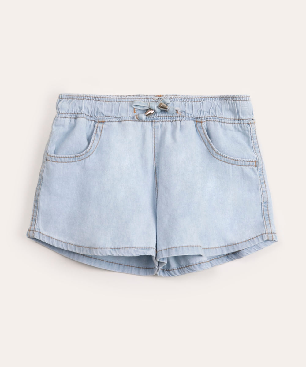 short infantil jeans runner azul claro