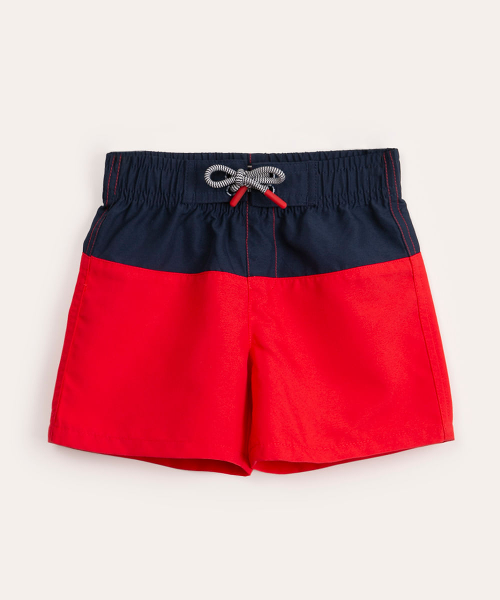 bermuda surf infantil estampa mágica hibisco vermelho