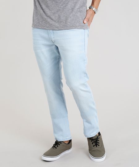calça jeans clara masculina larga