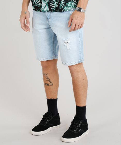 bermuda jeans masculina abaixo do joelho