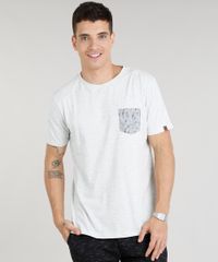 Camiseta-Masculina-com-Bolso-Estampado-de-Passaros-Manga-Curta-Gola-Careca-Cinza-Mescla-Claro-9304002-Cinza_Mescla_Claro_1