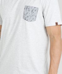 Camiseta-Masculina-com-Bolso-Estampado-de-Passaros-Manga-Curta-Gola-Careca-Cinza-Mescla-Claro-9304002-Cinza_Mescla_Claro_4