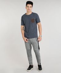 Camiseta-Masculina-com-Bolso-Estampado-de-Abacaxi-Manga-Curta-Gola-Careca-Cinza-Mescla-Escuro-9304029-Cinza_Mescla_Escuro_3