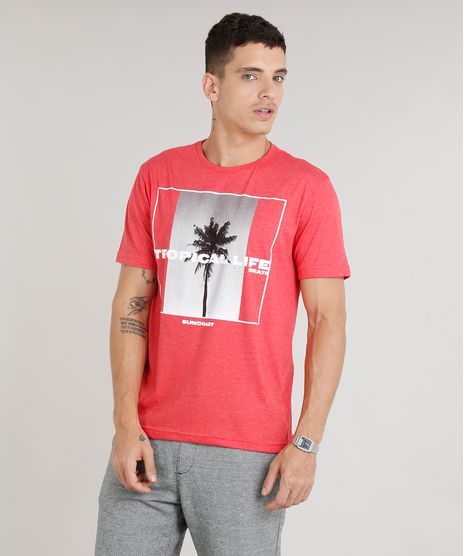 Camiseta-Masculina--Tropical-Life--Manga-Curta-Gola-Careca-Vermelha-9297330-Vermelho_1