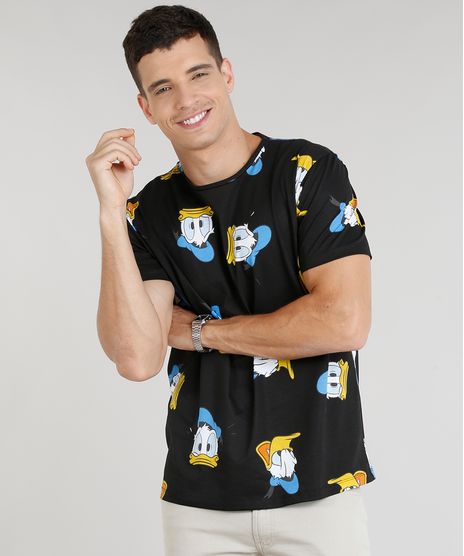 Camiseta-Masculina-Estampada-Pato-Donald-Manga-Curta-Gola-Careca-Preta-9306837-Preto_1