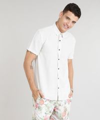 Camisa-Masculina-em-Linho-Manga-Curta-Bege-Claro-9303653-Bege_Claro_1