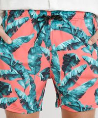 Short-Masculino-Estampado-de-Folhagens-com-Cordao-e-Faixa-Lateral-Coral-9308696-Coral_4