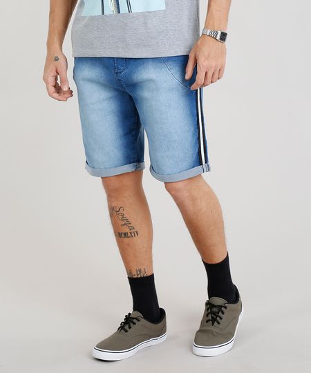 Bermuda-Jeans-Masculina-com-Cordao-e-Faixa-Lateral-Azul-Medio-9283477-Azul_Medio_1