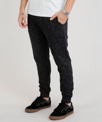 Calca-Masculina-Jogger-em-Moletom-Mescla-Preta-9297449-Preto_1