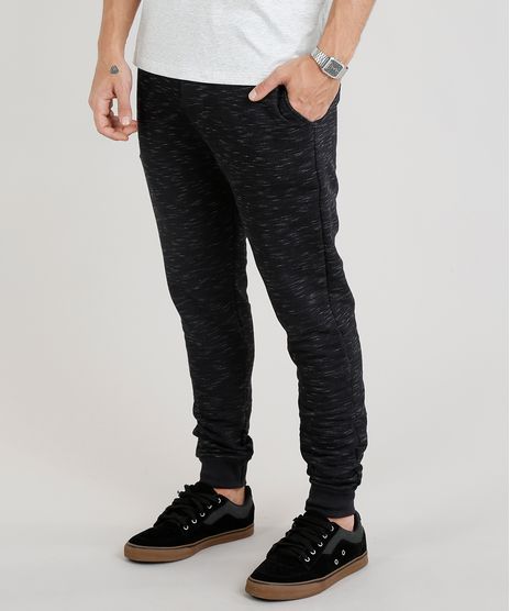 Calca-Masculina-Jogger-em-Moletom-Mescla-Preta-9297449-Preto_1