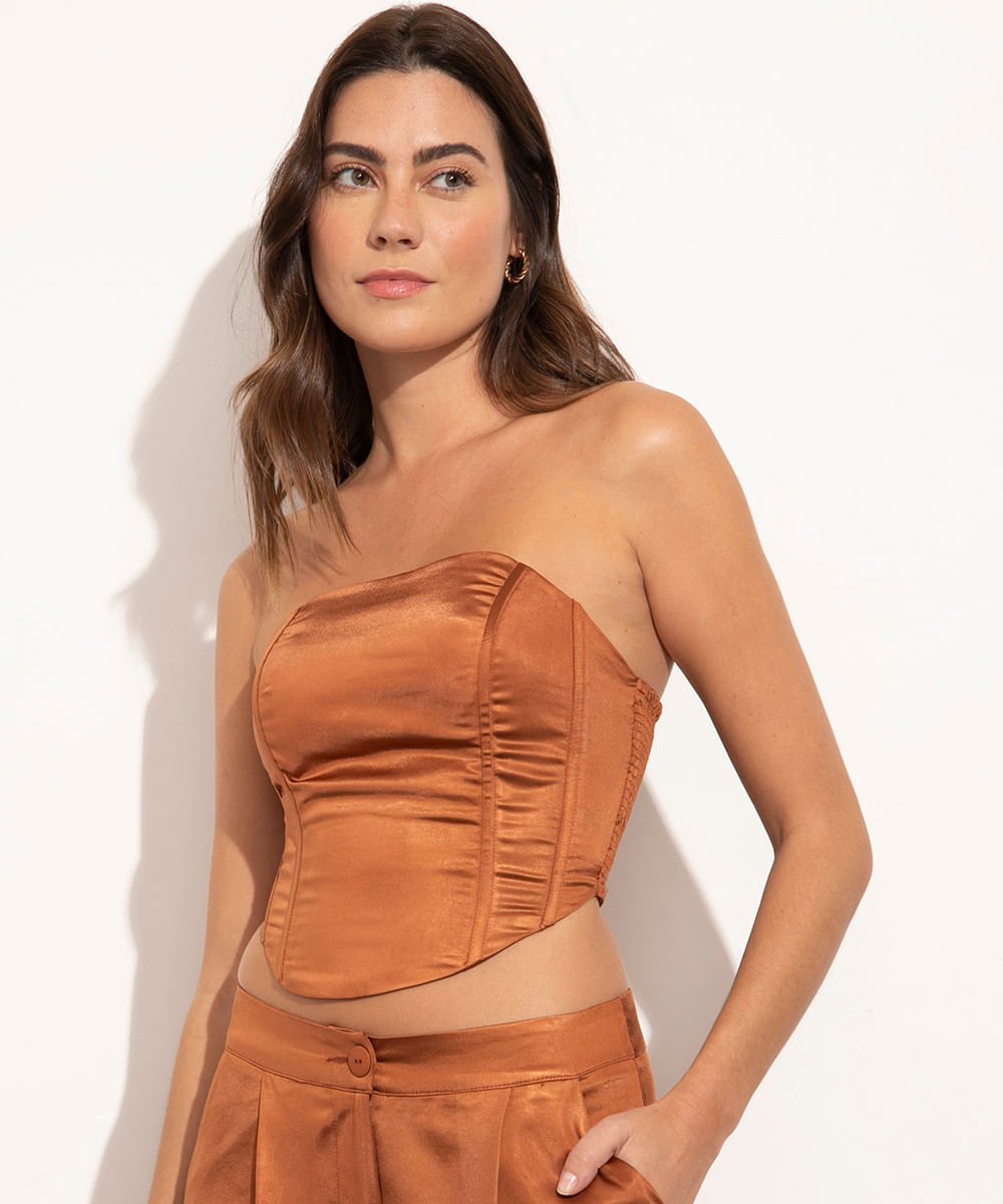 corset de cetim mindset marrom