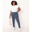 calça plus size jeans skinny cintura super alta azul escuro
