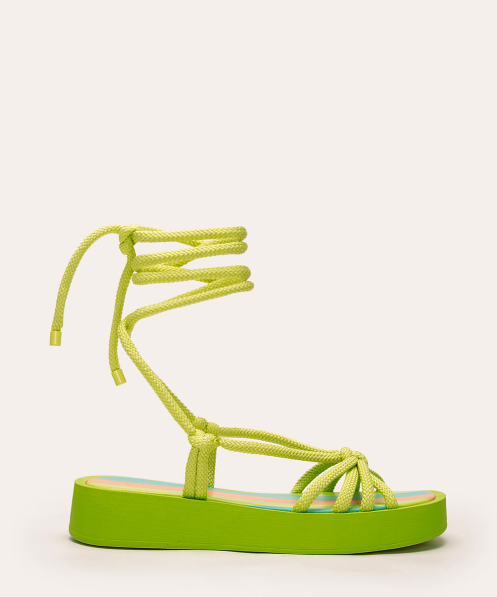 sandália flatform lace up corda + via mia verde