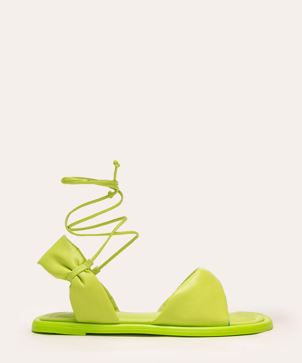 sandália flat bicolor lace up + via mia verde