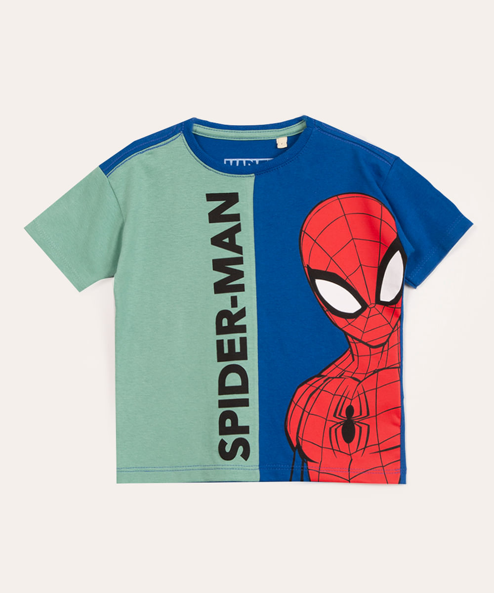 camiseta infantil manga curta homem-aranha azul royal