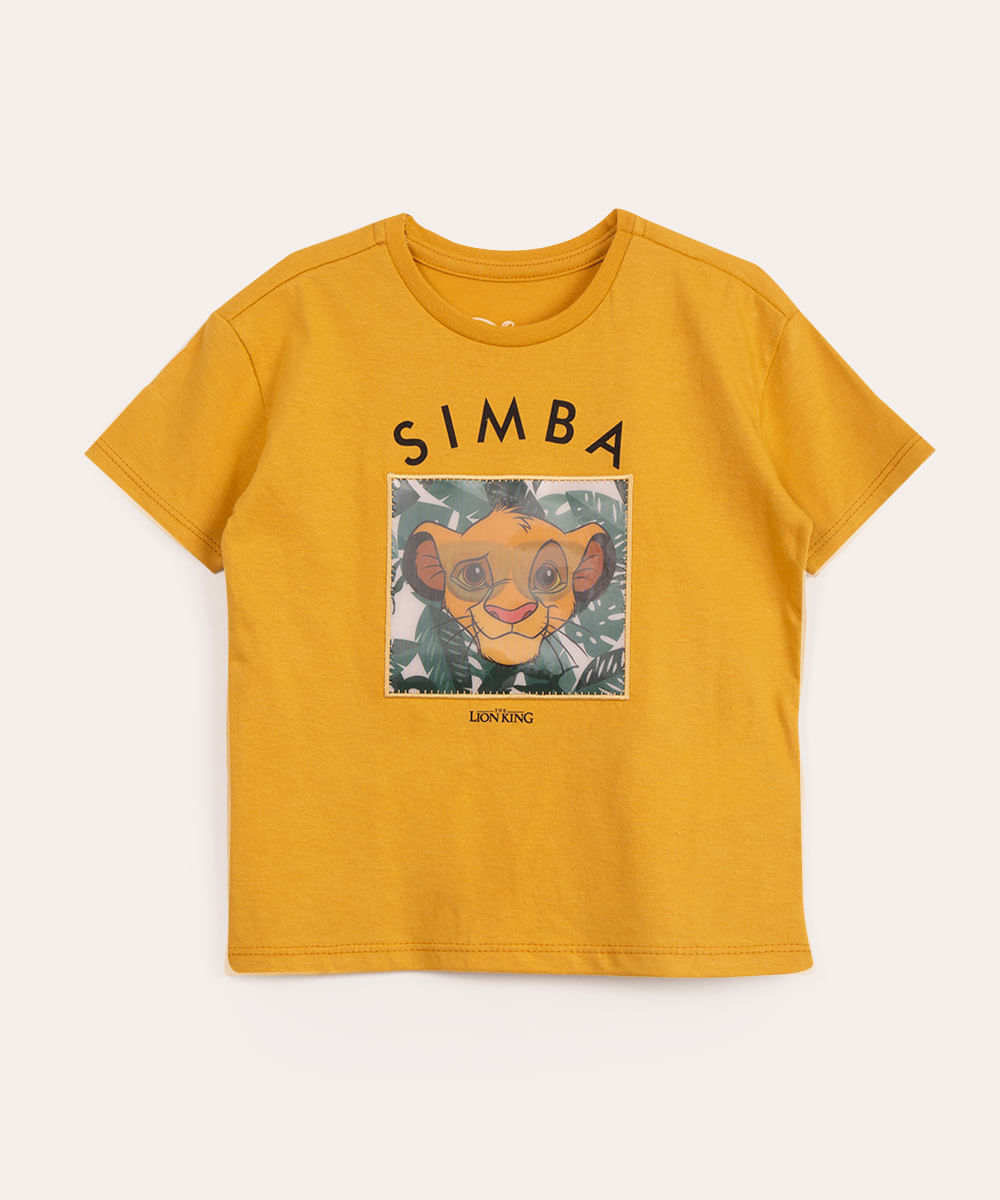 camiseta infantil manga curta simba amarelo