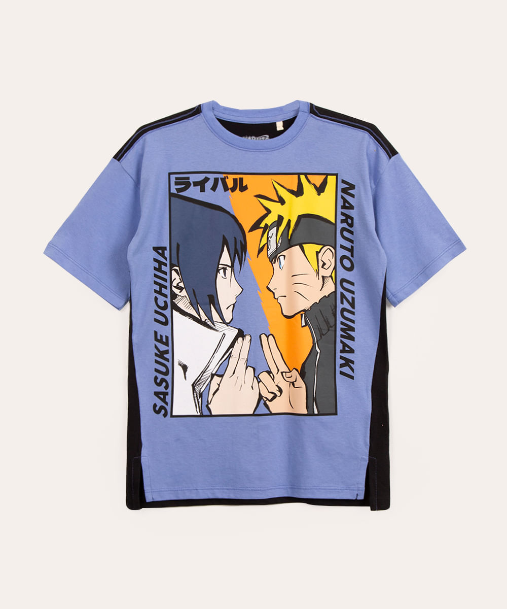 camiseta juvenil manga curta naruto lilás