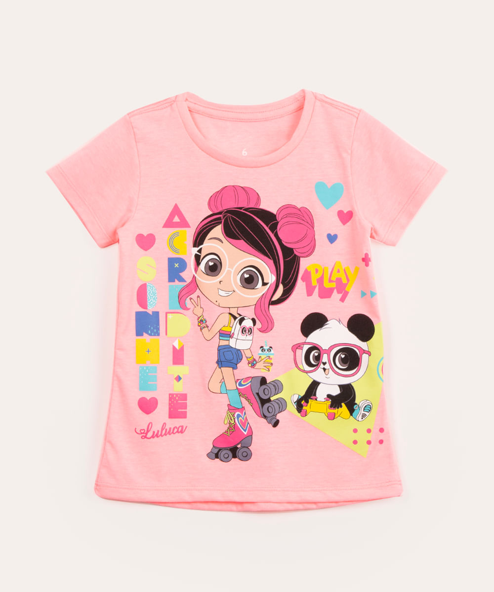 blusa infantil manga curta luluca rosa