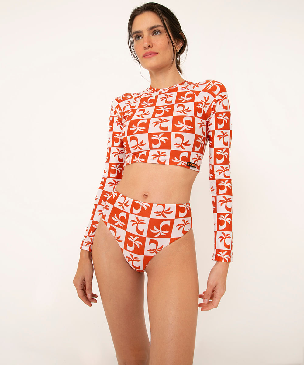 biquíni calcinha tanga hot pants orla cosmo com proteção uv50 laranja