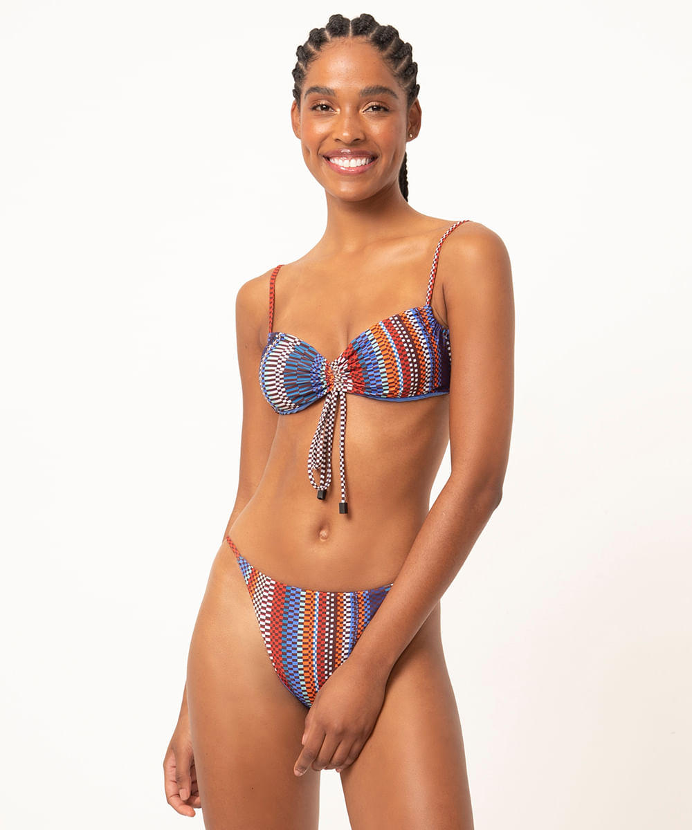 biquíni calcinha tanga string mar cosmo com proteção uv50 azul