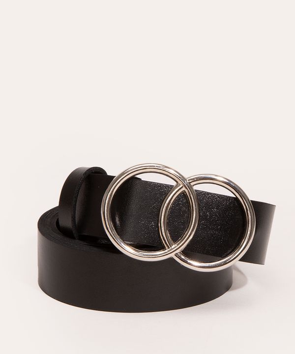 cinto médio com fivela de metal dupla preto 100CM