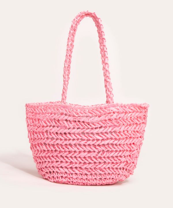 bolsa shopper palha rosa Único