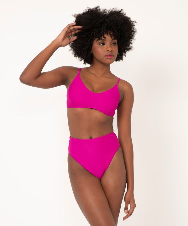 biquíni calcinha hot pant canelada com proteção uv50 rosa escuro G